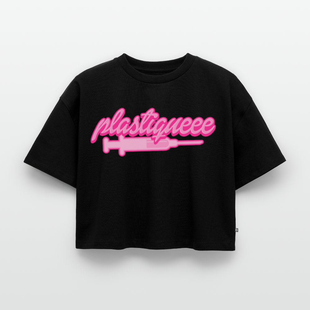 PLASTIQUEEE OVERSIZED CROPPED SHIRT - black